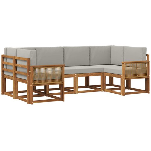 vidaXL Zunanja garnitura za sedenje 6 pcs Naravna in svetlo siva, (5000280551) Cene