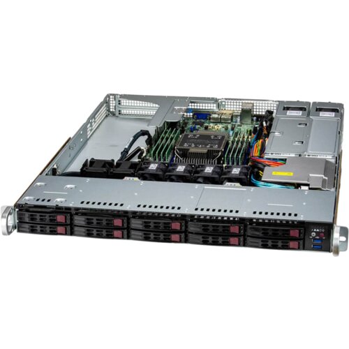 Unknown Supermicro Server AS-111E-WR, Silver 4510, 2x 16GB DDR5, 480GB Boot M.2 NVMe, IPMI BMC, 2x 1GbE BaseT LoM, LSI MegaRAID 9560-8i, 8-Port Int. 12Gb/s, 860W Redundant Ti, TPM, Bezel, QR Rails Set, 3YR Warranty Cene