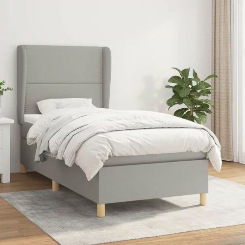 Box spring postelja z vzmetnico svetlo siva 90x190 cm blago, (20900560)