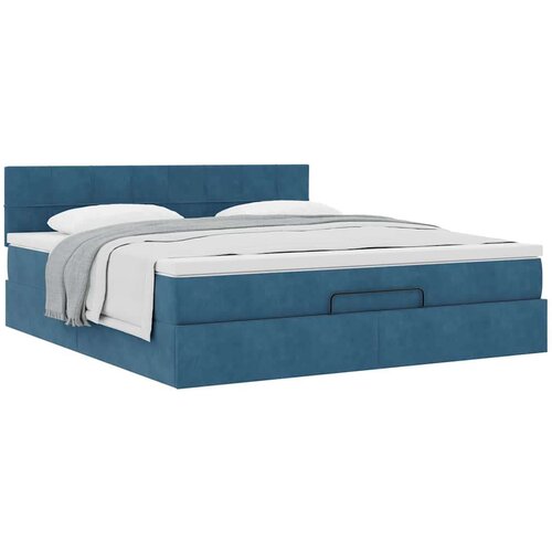 VidaXL otomanski krevet s madracem tamnoplavi 180x200 cm bar&amp;scaron;unasti Slike