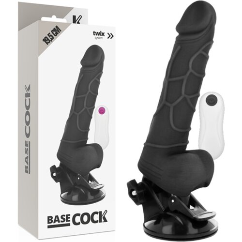 BaseCock Vibrator Realistic Remote Control Black 19,5 Cm Cene