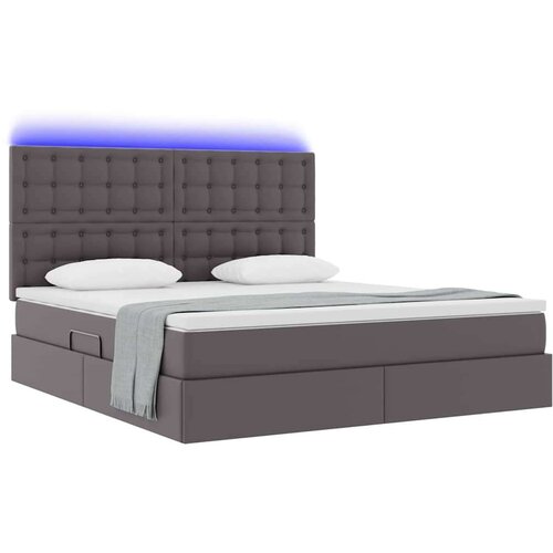 Krevet S LED lampica s uzglavljem Siva 180 x 200 cm PVC Slike