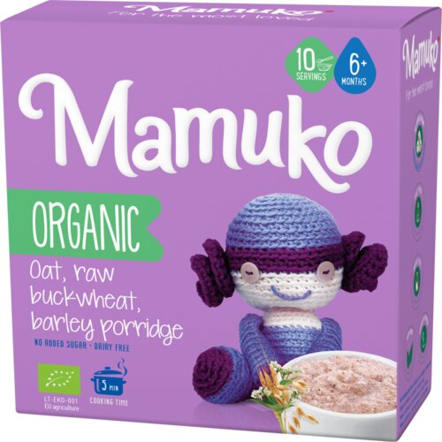 Mamuko Bio Organic Oat, Raw Buckwheat and Barley Porridge - 200 g Cene