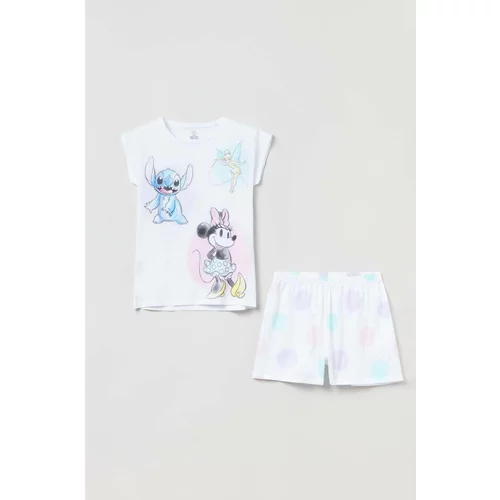 OVS Dječja pamučna pidžama boja: bijela, s tiskom