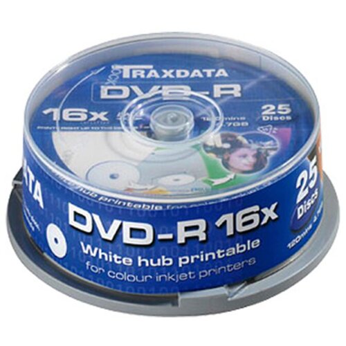  DVD-R TRAXDATA, 4.7GB, 16X, CAKE 25 kom full printable,white Cijene