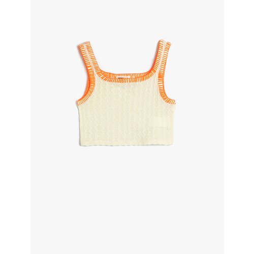 Koton Crochet Crop Top Sleeveless U-Neck Slike