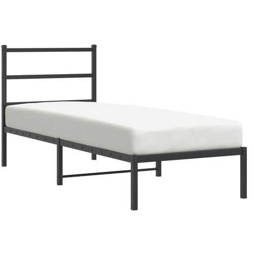 Maison Chic Kovinski Posteljni okvir - Enojna postelja - Postelja za odrasle z vzglavjem črn 80x200 cm, (21694703) Slike