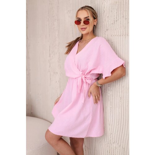 Kesi Włoski Muslin dress with waist light pink Cijene