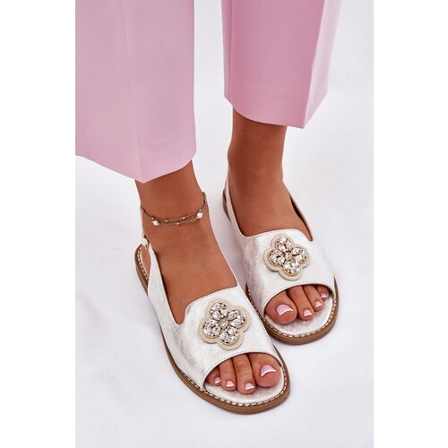 S. BARSKI Ladies Sandals On Flat Heel With Decorative Detail S.Barski Cene