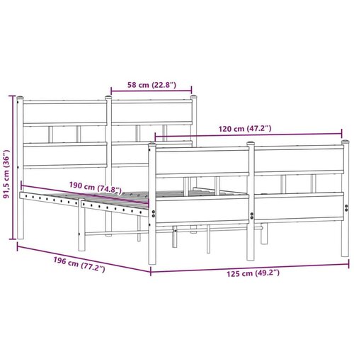 VidaXL Metalni okvir kreveta bez madraca boja hrasta sonome 120x190 cm Slike