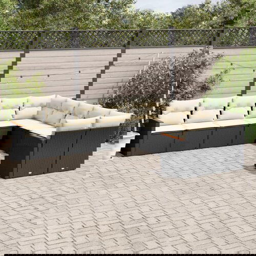 vidaXL 10-dijelni set vrtnih sofa s jastucima crni od poliratana Cijene