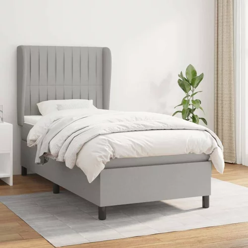  Box spring postelja z vzmetnico svetlo siv 100x200 cm blago, (20895577)