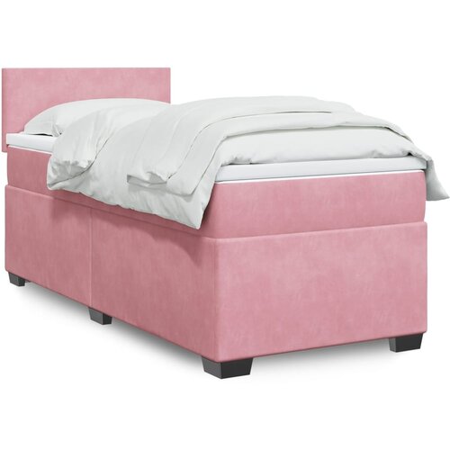 vidaXL Box spring postelja z vzmetnico roza 90x200 cm žamet Cene