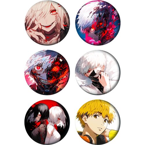  Set bedževa Anime Tokijski gul Tokyo Ghoul, 37 mm, 6 kom Cene