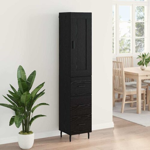  Highboard Crni hrast 34,5 x 34 x 180 cm Konstruirano drvo Slike