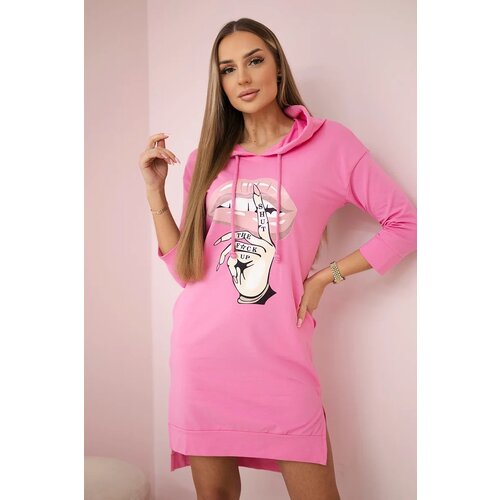 Kesi Dress with a longer back and a colorful print - light pink Cene