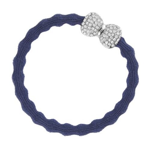 By Eloise London Silver Bling Diamant&amp;eacute; Bow Navy Blue gumice za kosu Slike