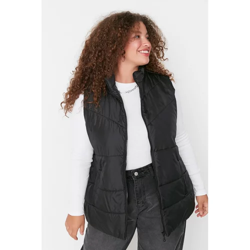 Trendyol Curve Black Stand Up Collar Pocket Zipper Inflatable Vest