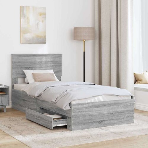  Okvir za krevet Sivi Sonoma i srebrna 75 x 190 cm Slike