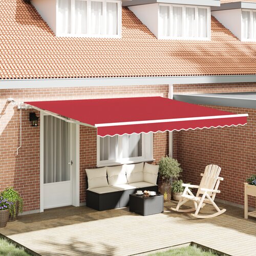 vidaXL Avtomatska retraktibilna tenda z LED rdeča 400x300 cm, Zamenjava tkanine za tendo za okvir 4x3 m rdeča Cene