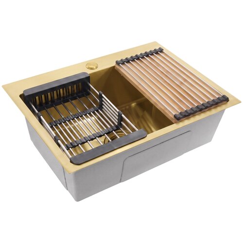 Rea Jekleno pomivalno korito s kompletom dodatkov Liam Brush Gold Slike