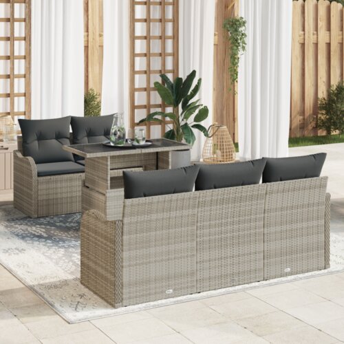  Vrtna garnitura - 6-dijelni set vrtnih sofa s jastučićima svijetlosive boje poli ratan Cijene