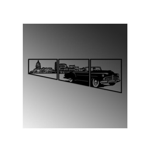 Wallxpert Zidna dekoracija Oldies Trio B, 43 x 40 cm, Crna Slike