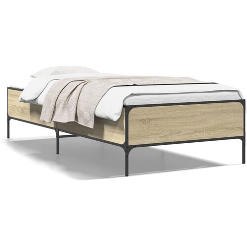 VidaXL Okvir za krevet boja hrasta 75x190 cm konstruirano drvo i metal Slike