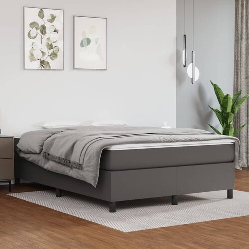 VidaXL Krevet s oprugama i madracem sivi 140x190 cm od umjetne kože Slike