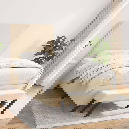  Krevet s oprugama i madracem krem 90 x 190 cm od tkanine Cijene