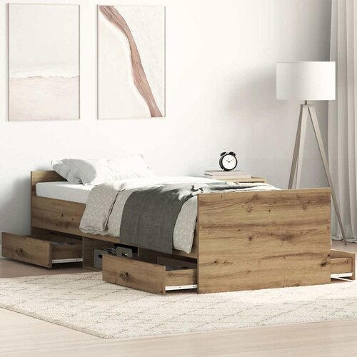 VidaXL Posteljni okvir brez vzmetnice artisian hrast 90x190 cm Slike