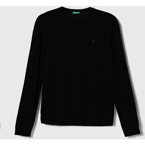 United Colors Of Benetton Otroški pulover s primesjo volne črna barva
