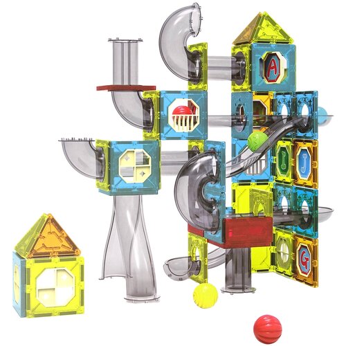 Lean Toys proga z ovirami iz magnetnih kock 122 elementov Slike