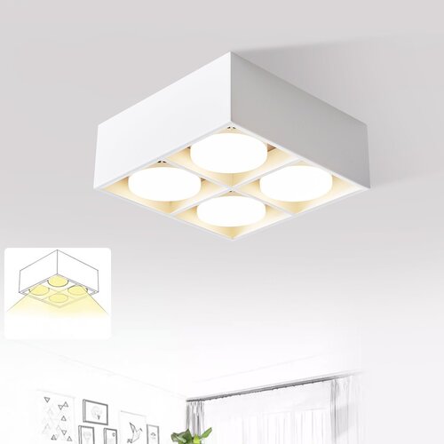 Nettlife 4 LED stropni reflektorji, nastavljivi, toplo bela, GX53 4x5W, kvadratni, moderni, za dnevno sobo, pisarno, (22116862) Cene