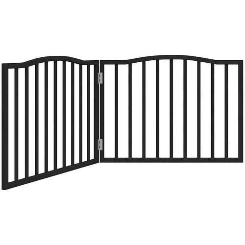 VidaXL Vrata za pse s 2 panela sklopiva crna 160 cm od drva topole Slike