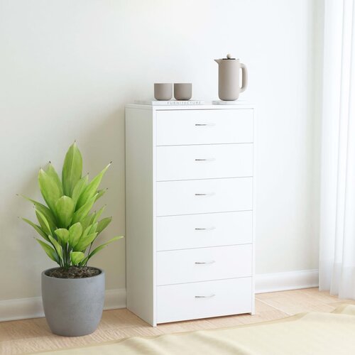  Komoda sa 6 ladica bijela 50 x 34 x 96 cm konstruirano drvo Cijene