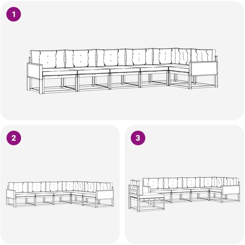  Set vanjskih sofa 6 kom. Prirodna i Svjetlosiva Slike