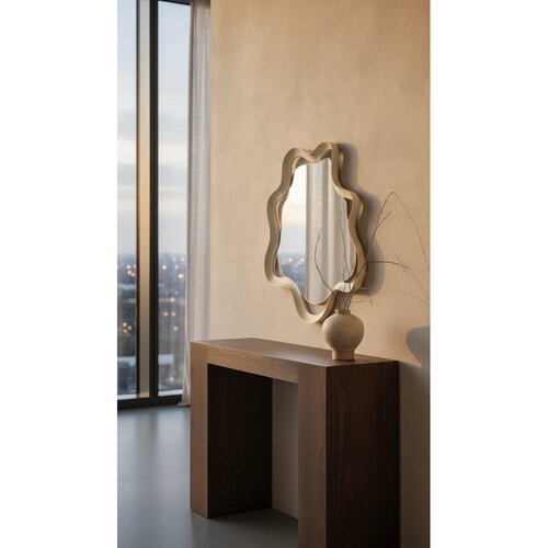 Novel STENSKO OGLEDALO, 80/80/3 cm steklo, leseni material Slike