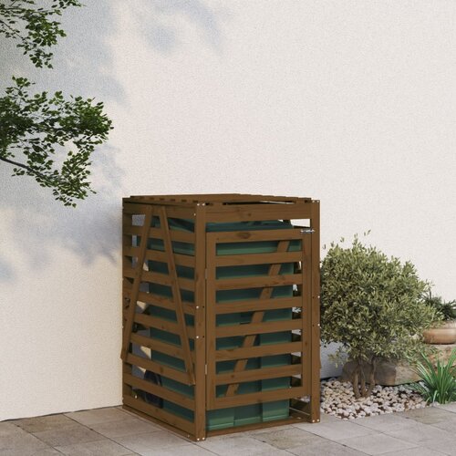 vidaXL Lopa za smetnjak medeno rjava 84x90x128,5 cm trdna borovina Cene