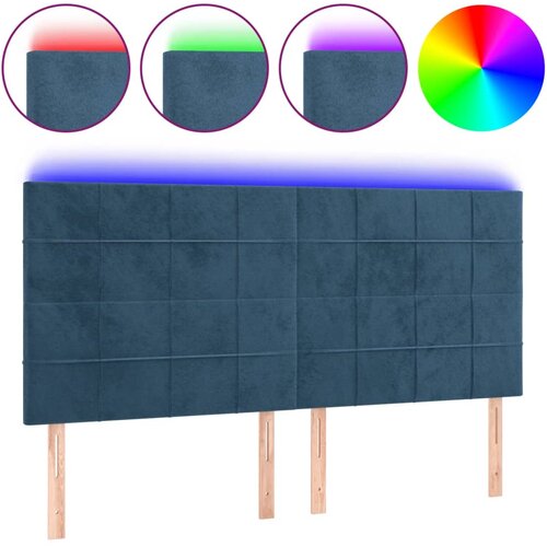 Maison Chic led posteljno vzglavje - vzglavna omarica - nočna omarica temno modro 180x5x118/128 cm žamet, (21707977) Cene