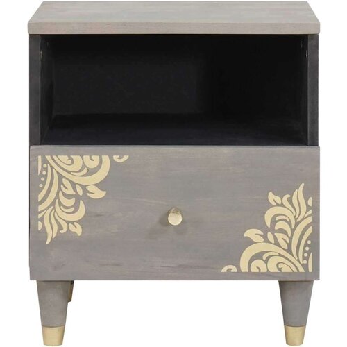 VidaXL Noćni ormar 2 pcs Siva 40 x 33 x 46 cm masivno drvo manga Slike