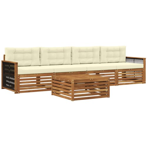 vidaXL Zunanja garnitura za sedenje z blazino 5 pcs Naravna in smetana, (5000280230) Cene
