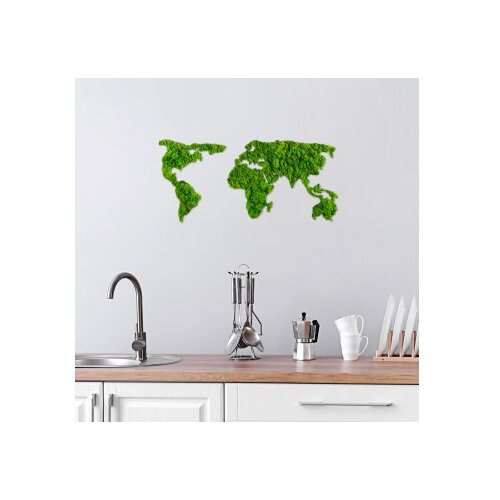 Wallxpert Zidna dekoracija Mapa svijeta, 70x32 cm 6 mm, Zelena Slike