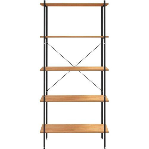 VidaXL 5-nadstropni regal s policami črn in hrast 80x40x163 cm Slike
