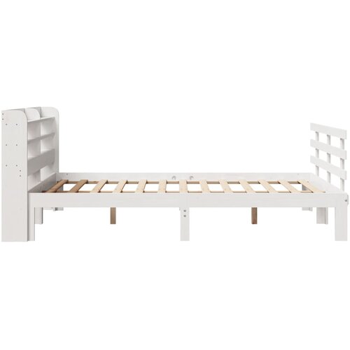  Okvir za krevet s uzglavljem bijeli 135 x 190 cm od borovine Slike