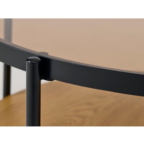 Unique Furniture Okrogla klubska mizica s stekleno mizno plo&amp;scaron;čo v naravni barvi &amp;oslash; 84 cm Hassel &amp;ndash; Slike