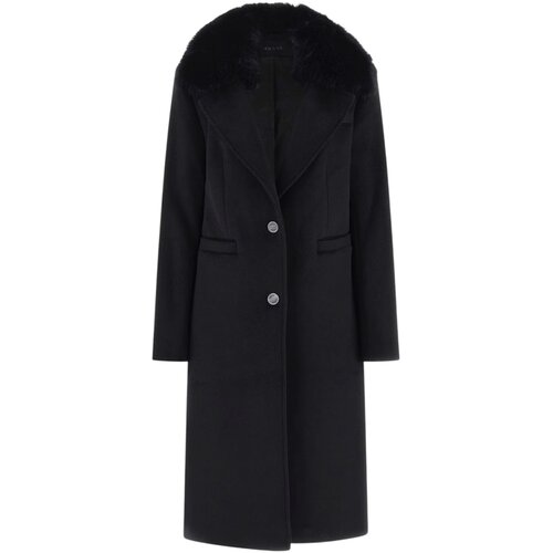 Guess Pla&amp;scaron;či KAROLE FUR COLLAR COAT W5BL19 W2642 Črna Slike