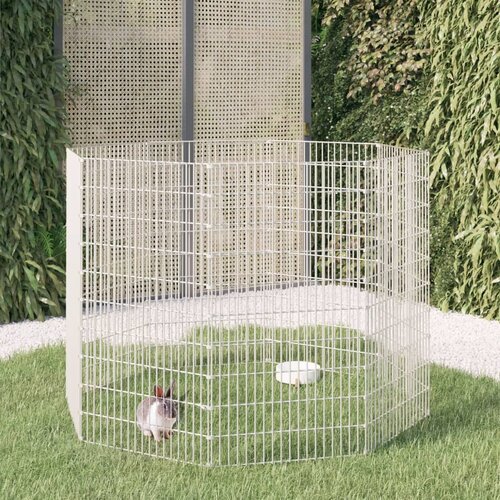 VidaXL kavez za zečeve s 8 panela 54 x 100 cm od pocinčanog željeza Slike