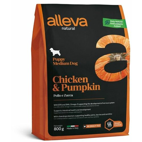 Alleva natural puppy chicken and pumpkinmedium 0.800 kg Slike
