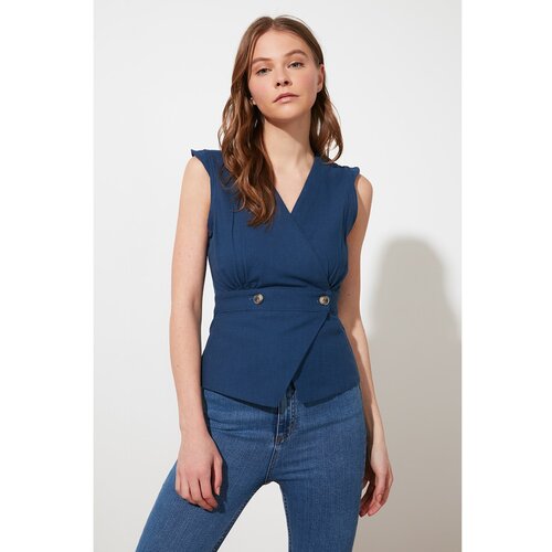 Trendyol Navy Blue Bone Button Detailed Blouse Slike